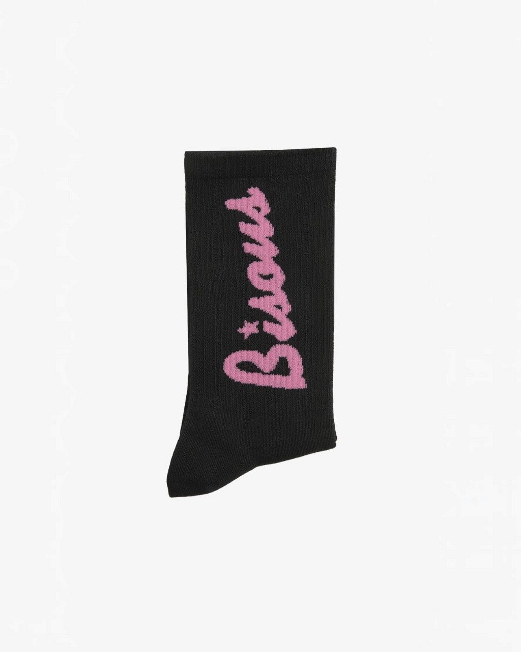 Chaussettes Merci Paris Bisous Skateboard noires en coton avec inscription rose contrastante sur le côté