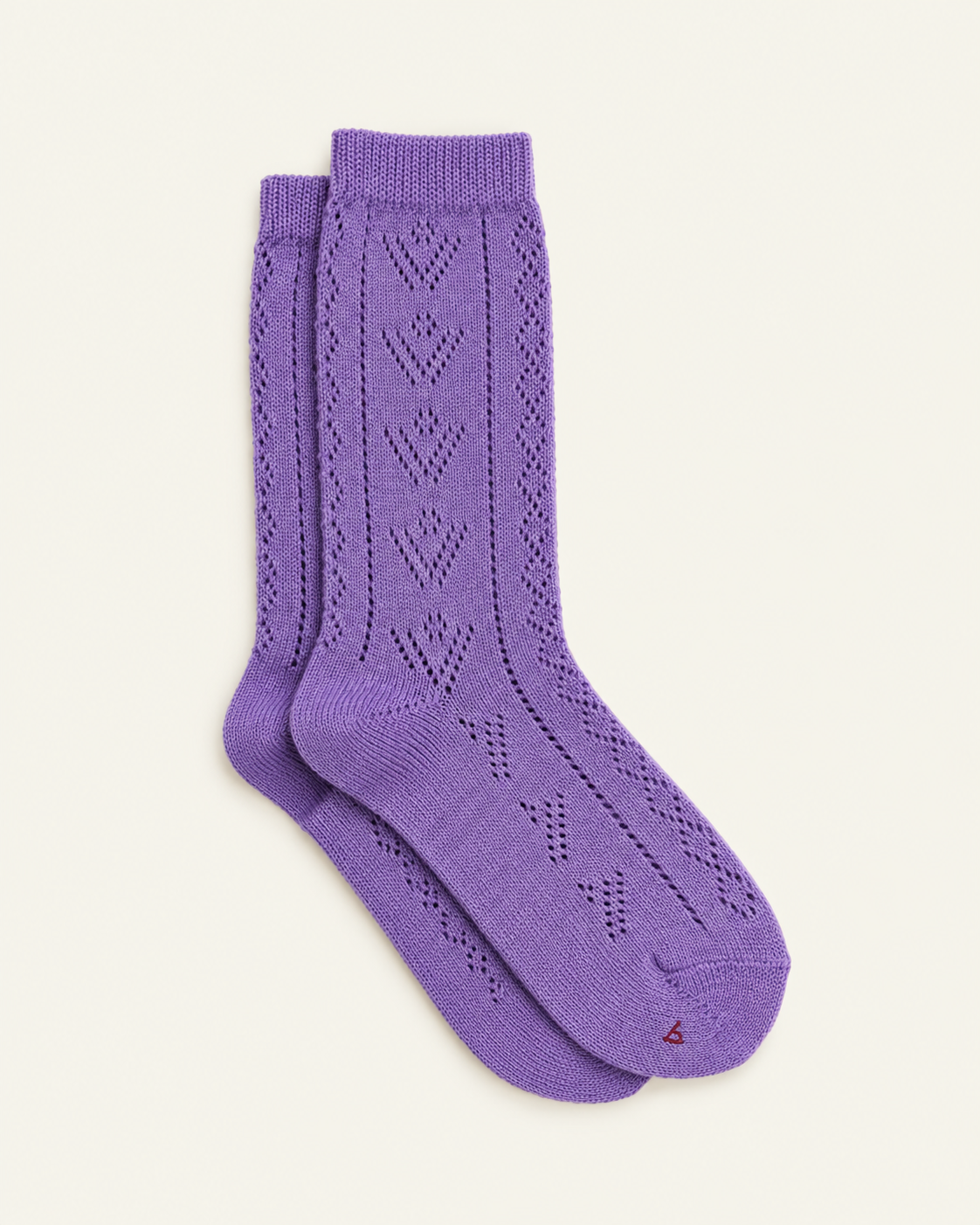 Babaco - Chaussettes Ajourées - Violet — paire en packshot sur fond écru