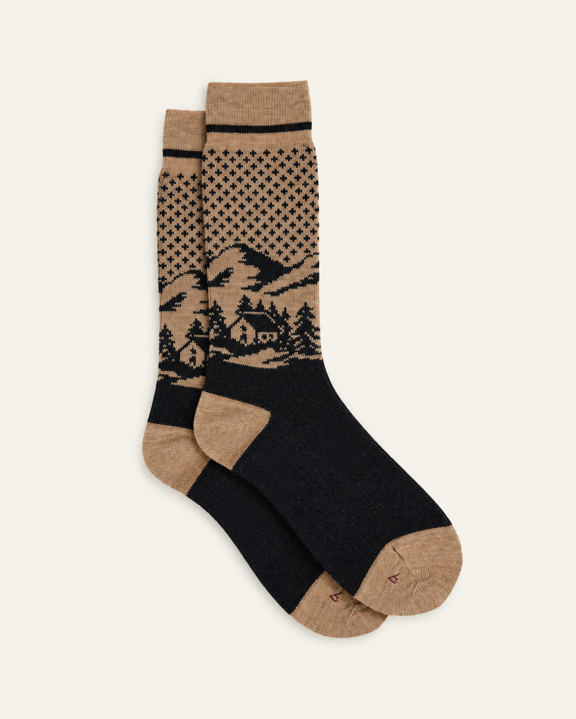 Babaco - Chaussettes Landscape - Marron — paire en packshot sur fond écru
