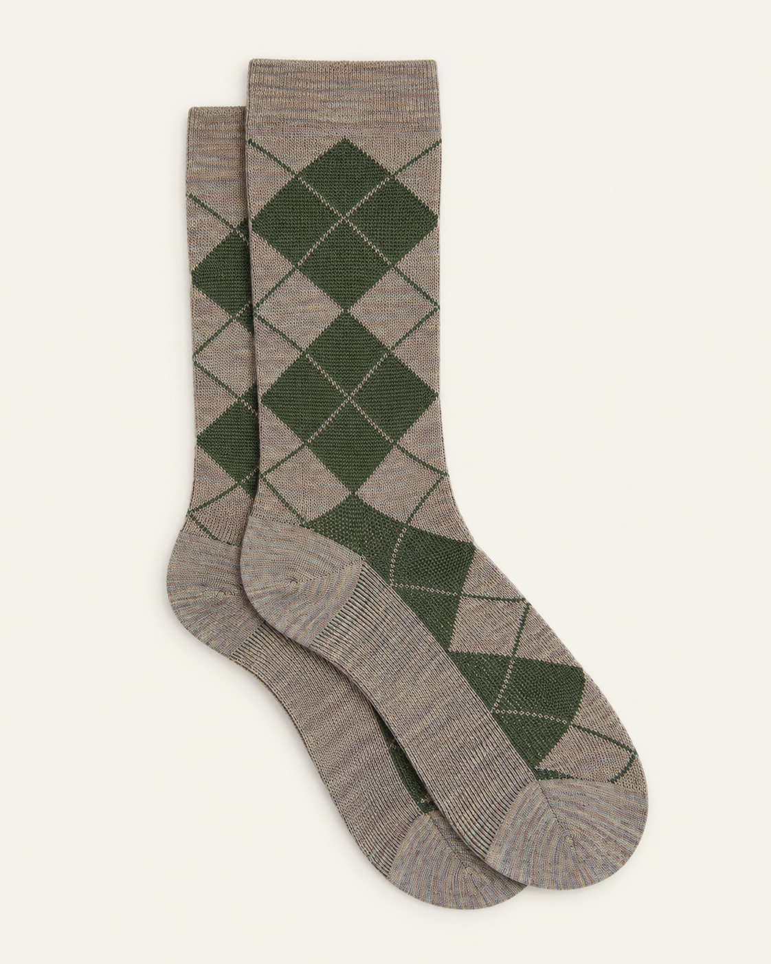 Ant45 - Chaussettes Poppy - Beige — paire en packshot sur fond écru