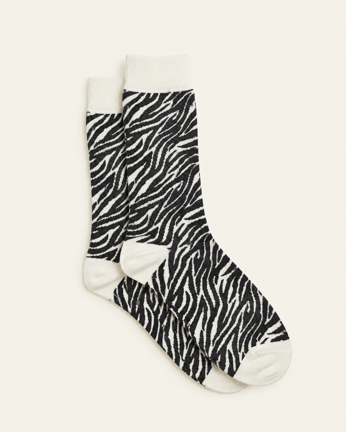 Anonymous ISM - Chaussettes Animal Crew - Écru — paire en packshot sur fond écru