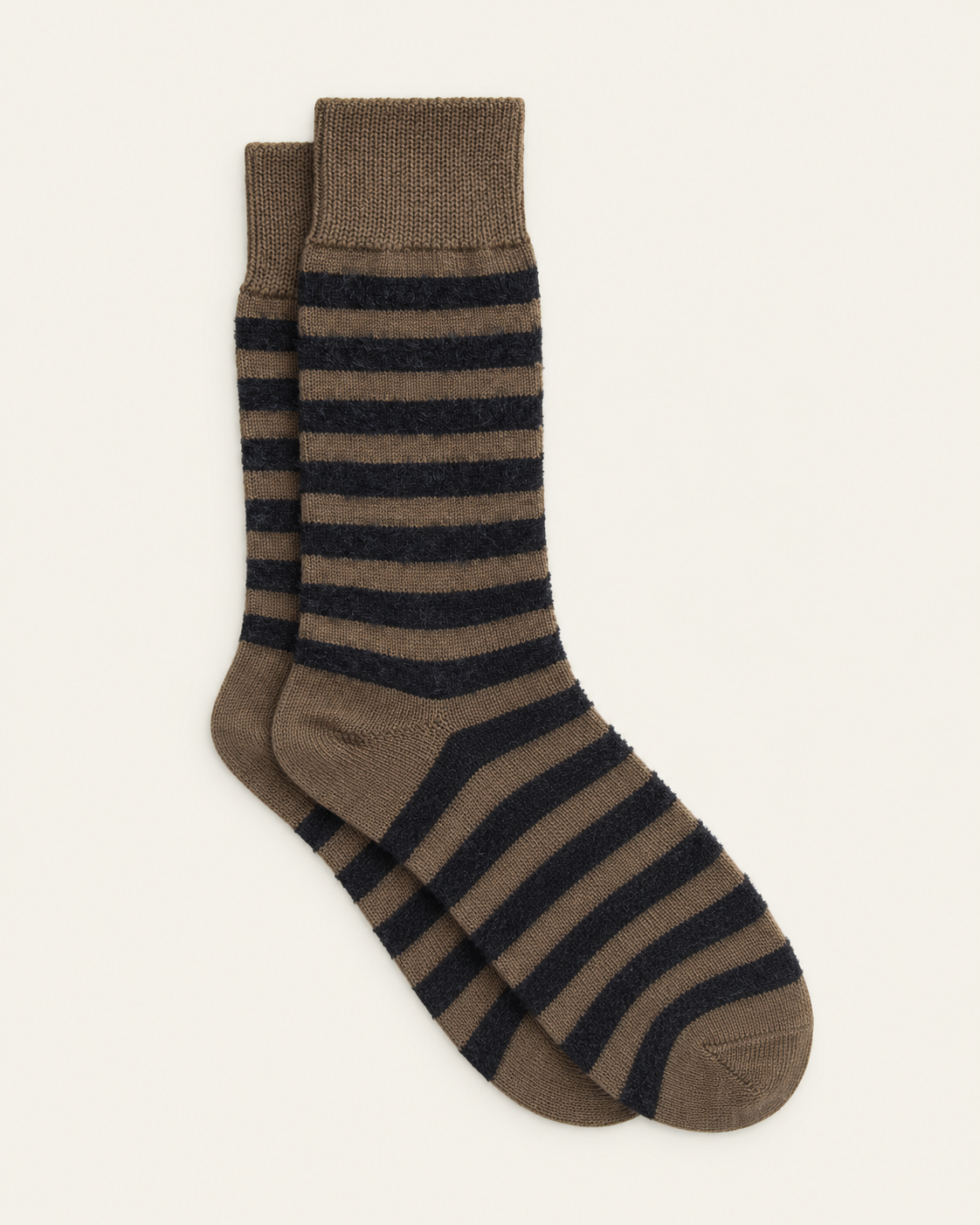 Ant45 - Chaussettes Elodie Rayées - Marron — paire en packshot sur fond écru
