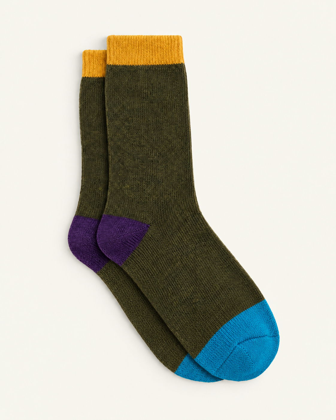 Homecore - Chaussettes Harlequin en laine d’agneau - Khaki Multi