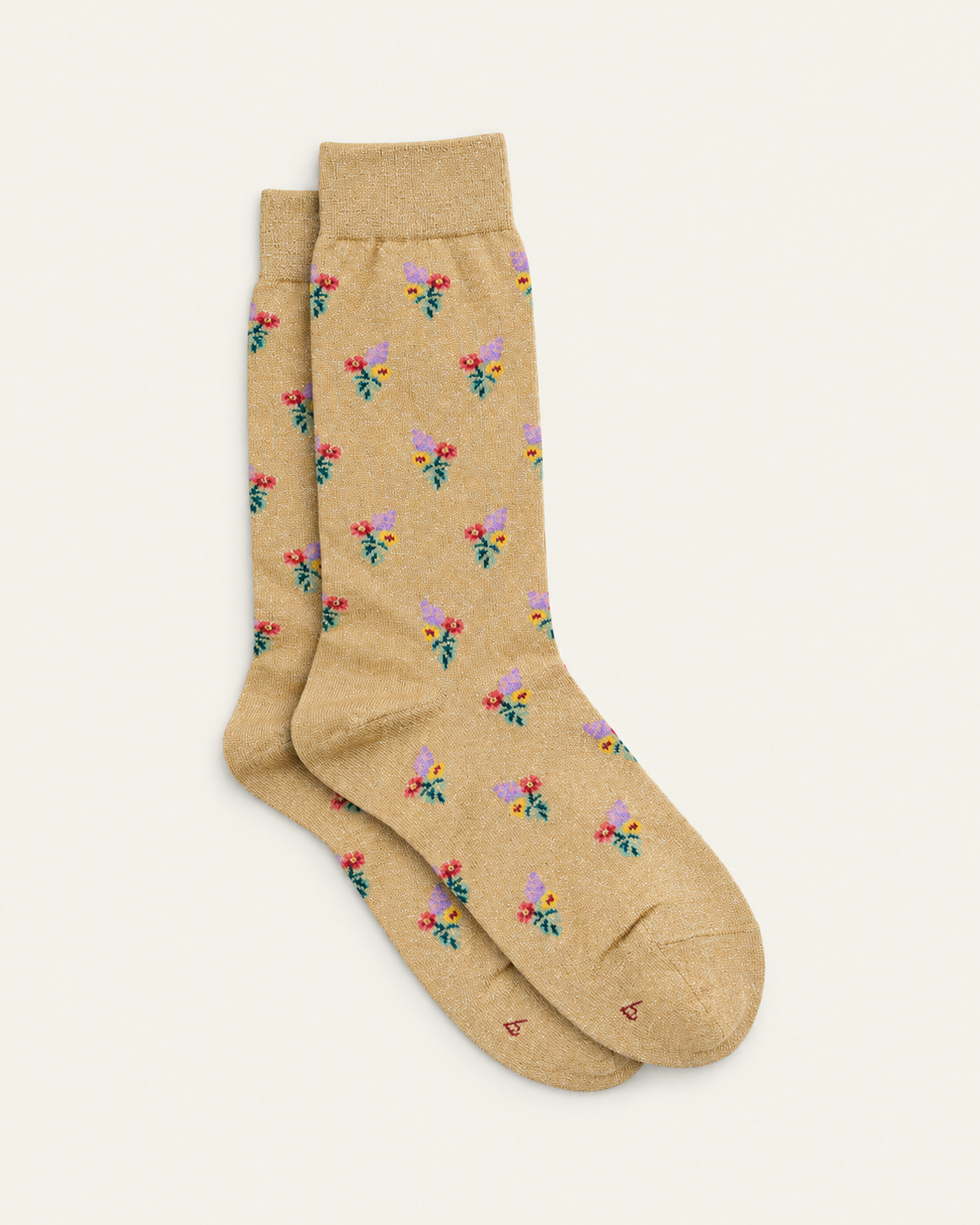 Babaco - Chaussettes Bouquet Lurex - Jaune — paire en packshot sur fond écru