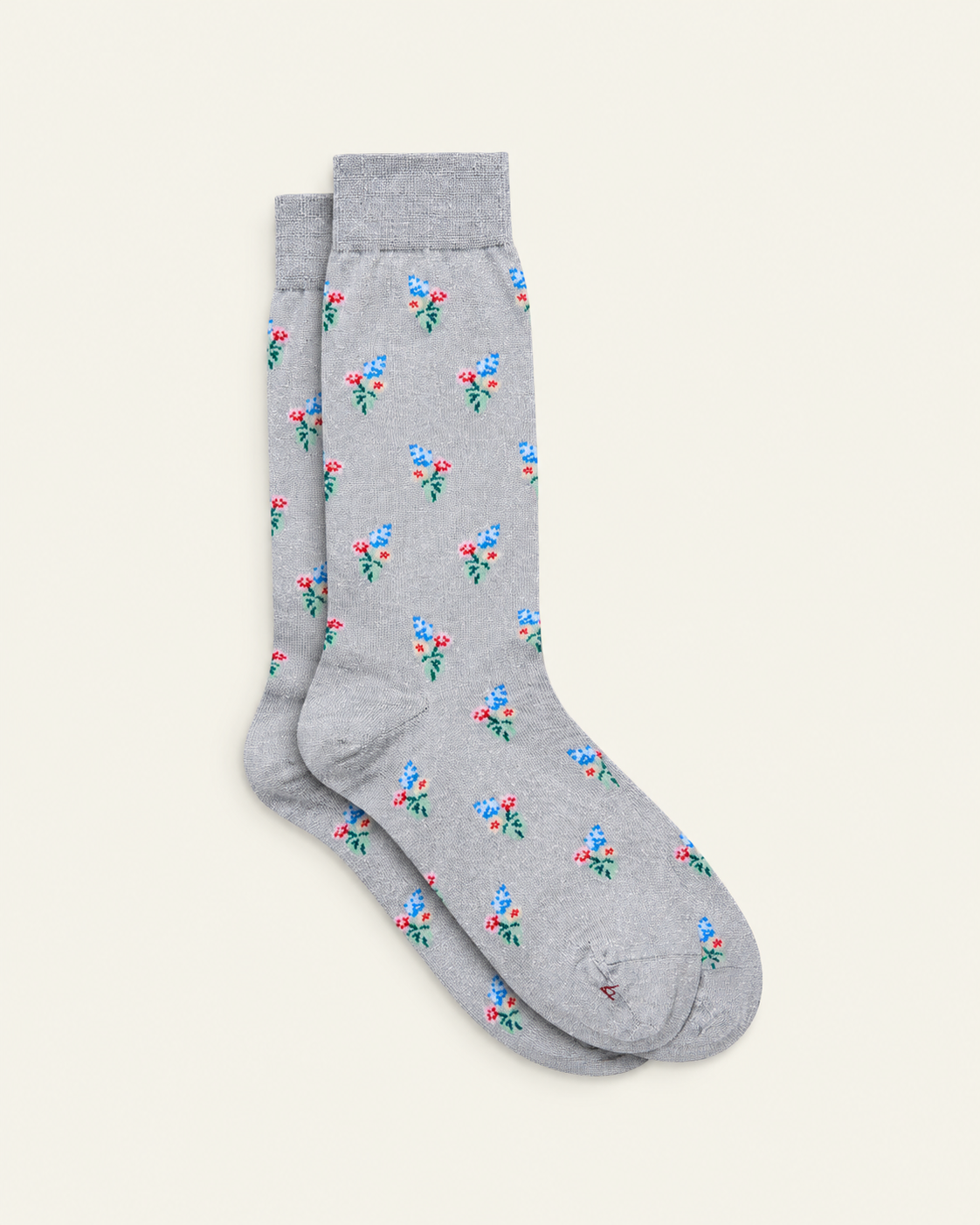 Babaco - Chaussettes Bouquet Lurex - Gris — paire en packshot sur fond écru