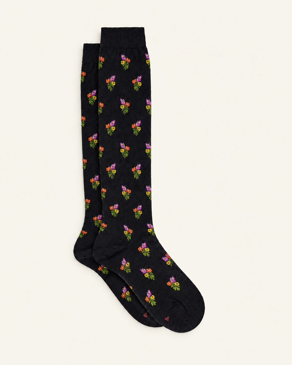 Babaco - Chaussettes Hautes Bouquet - Noir — paire en packshot sur fond écru