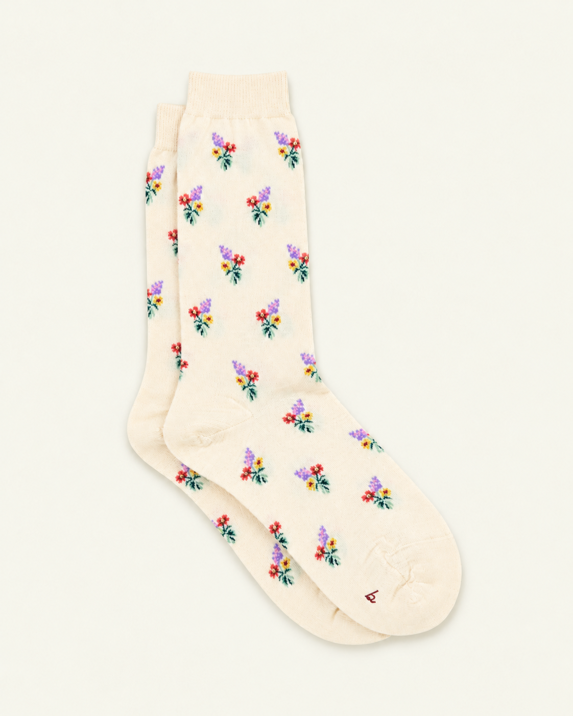 Babaco - Chaussettes Bouquet - Écru — paire en packshot sur fond écru