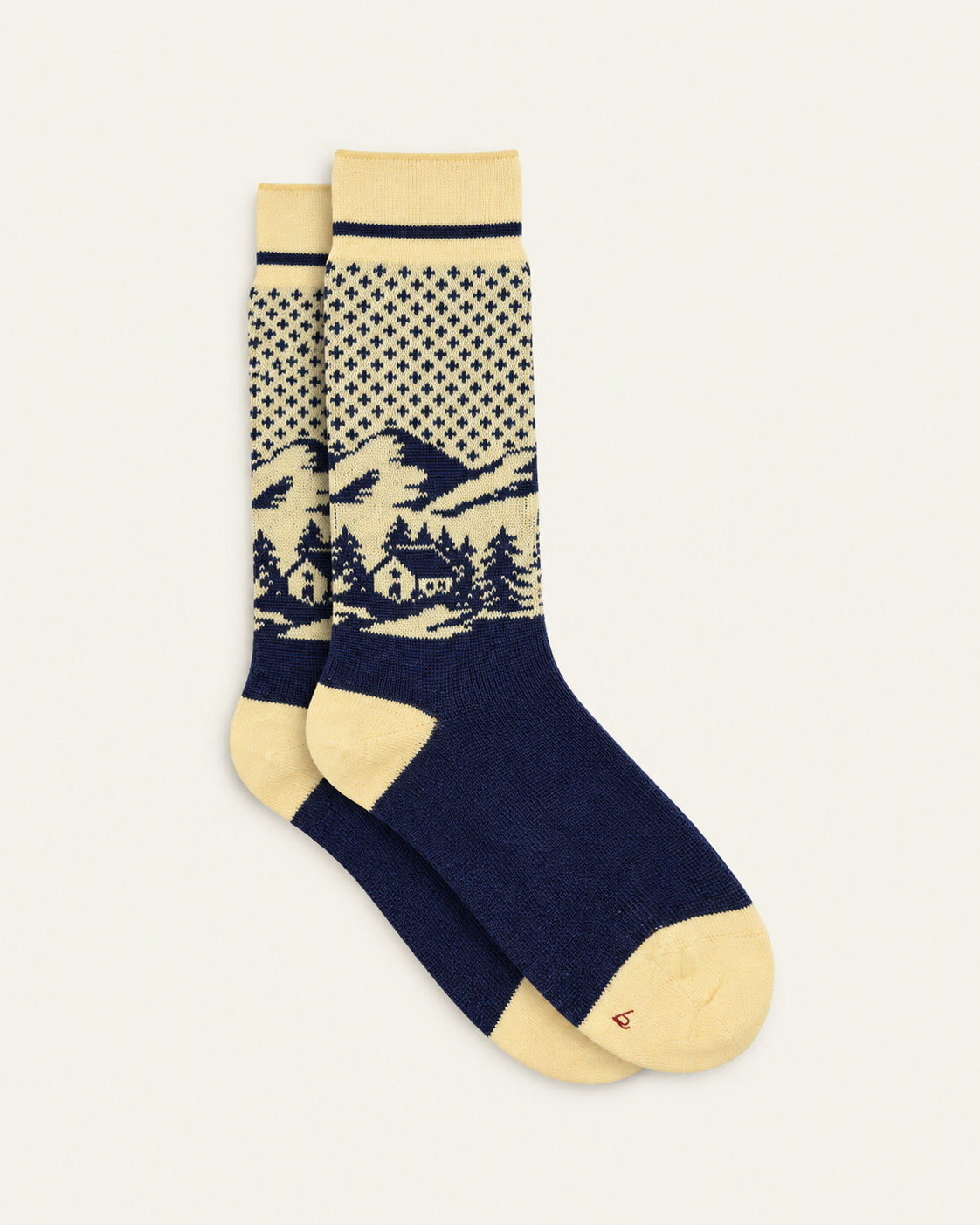 Babaco - Chaussettes Landscape - Marine — paire en packshot sur fond écru