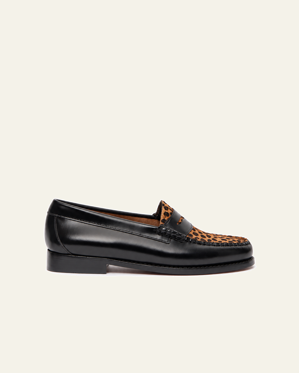 Gh Bass - Mocassins Weejun Penny Exotic - Noir Leopard - vue de profil