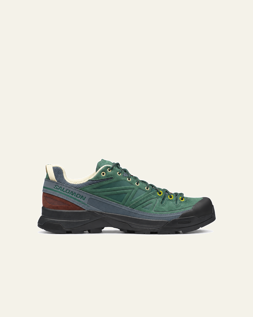 Salomon - Baskets X Alp Low Leather - Green Stormy Black - vue de profil