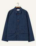 Universal Works - Veste Warmus - Marine, vue de face sur cintre
