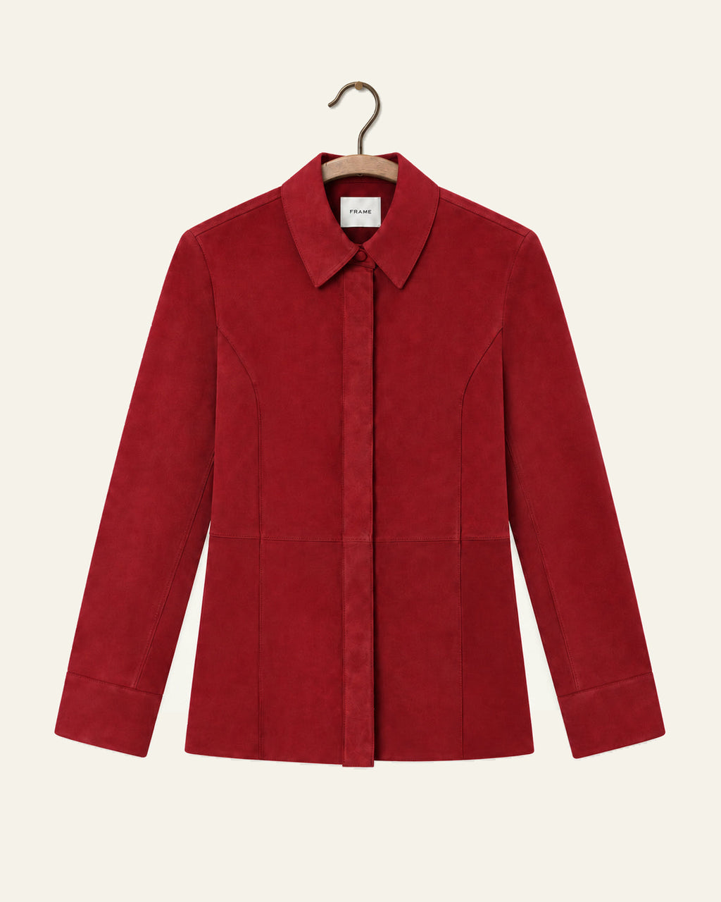 Frame - Chemise Suede - Garnet, vue de face sur cintre