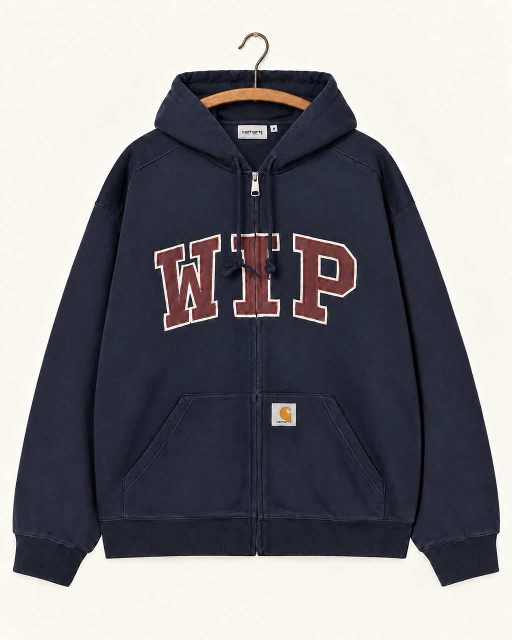 Carhartt Wip - Hoodie Wip - Marine Délavé, vue de face sur cintre