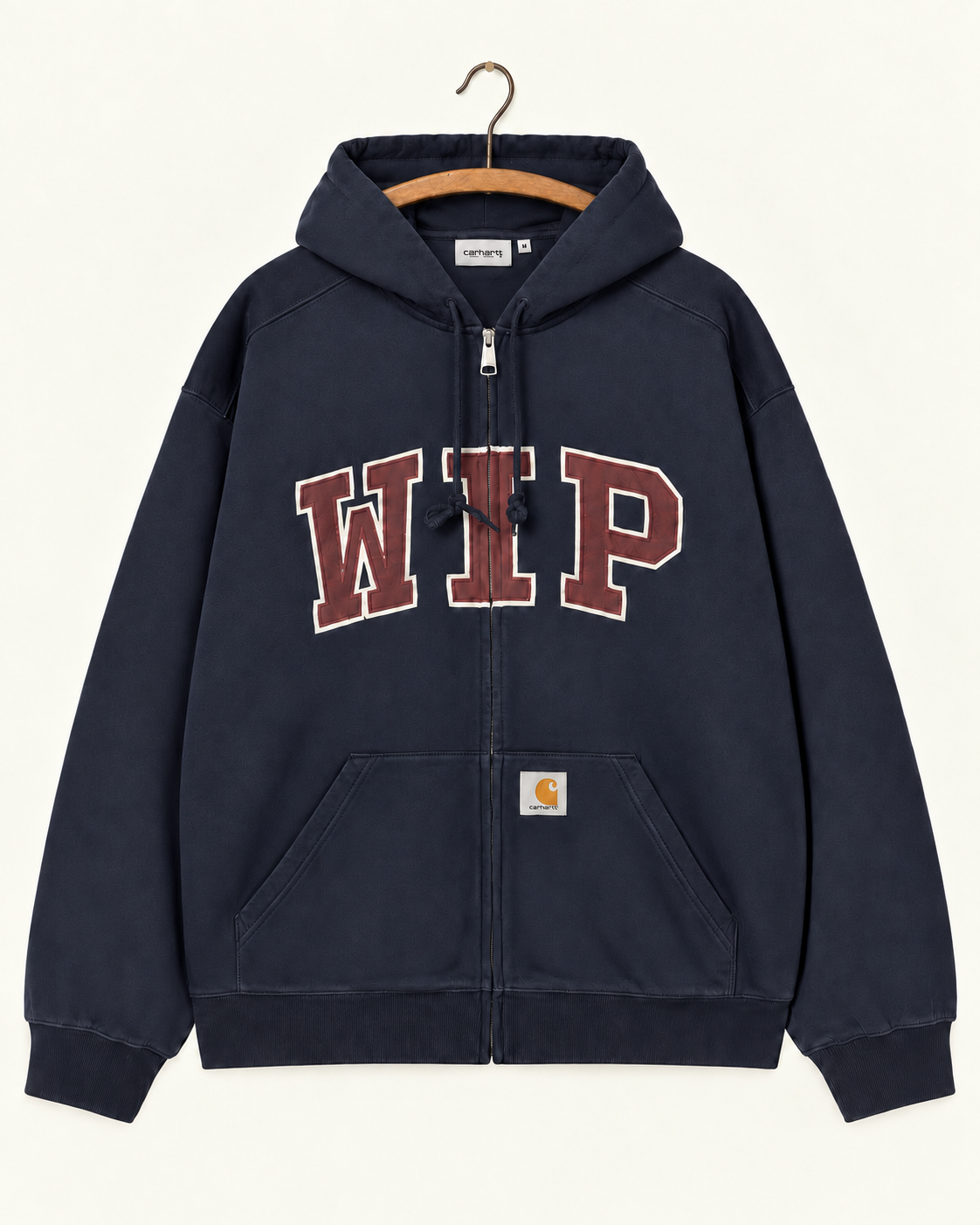 Carhartt Wip - Hoodie Wip - Marine Délavé, vue de face sur cintre