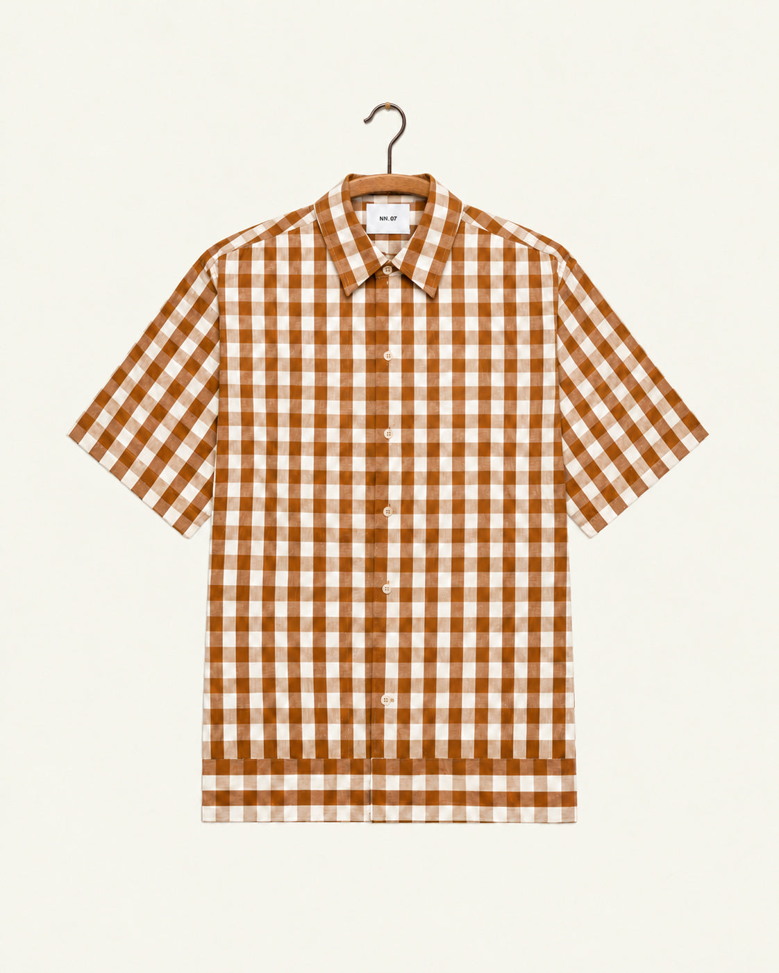 Nn07 - Surchemise Reed - Brown Check, vue de face sur cintre