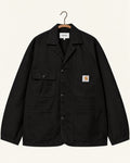 Carhartt Wip - Veste Blazer Brader - Black Rinsed, vue de face sur cintre