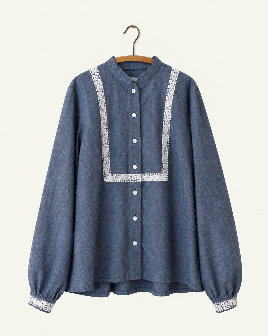 Sarahwear - Chemise Ronan - Indigo, vue de face sur cintre