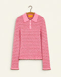 Guest In Residence - Polo Smocked Shrunken - Sprinkle & Burnt Sienna, vue de face sur cintre