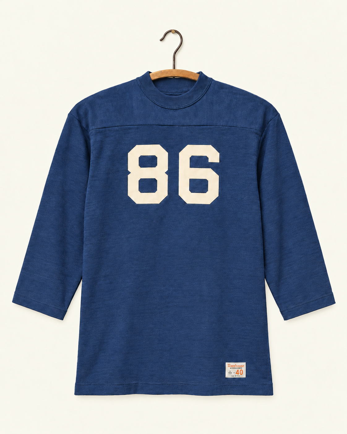 Warehouse & Co - T Shirt Sleeve Football 4063 - Marine, vue de face sur cintre