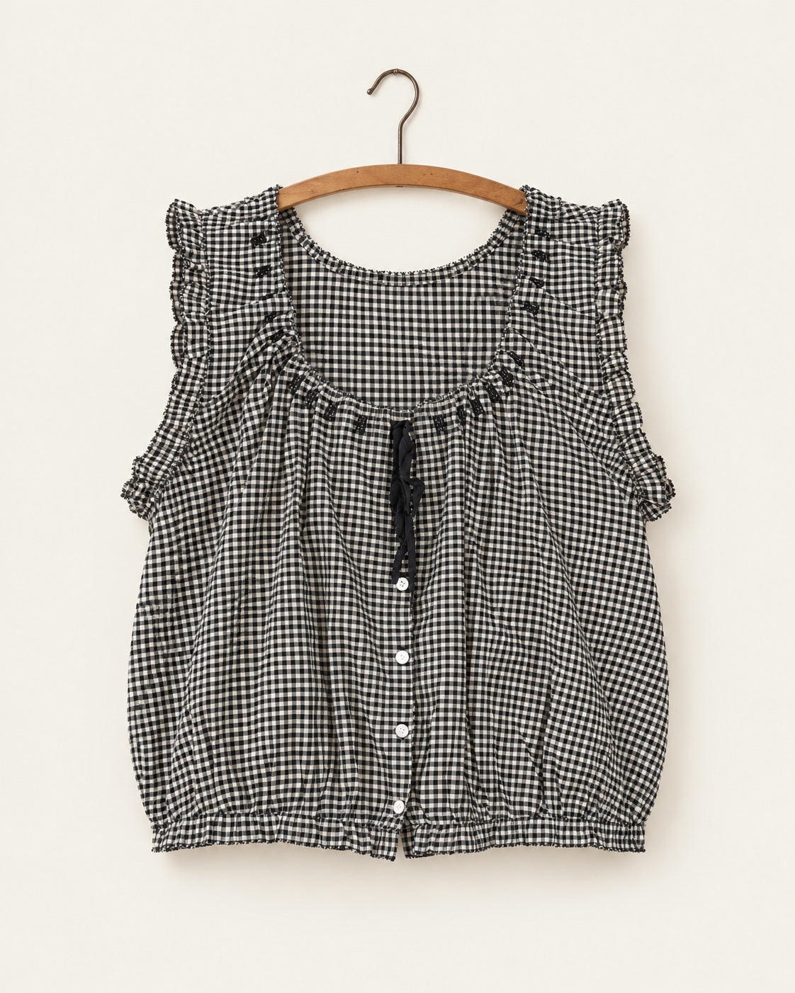 Dôen - Top Traveler - Noir Gingham - vue sur cintre