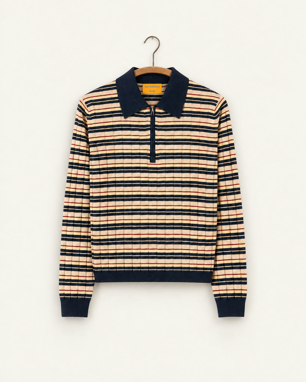 Guest In Residence - Pull Track Polo - Marine Combo - vue sur cintre
