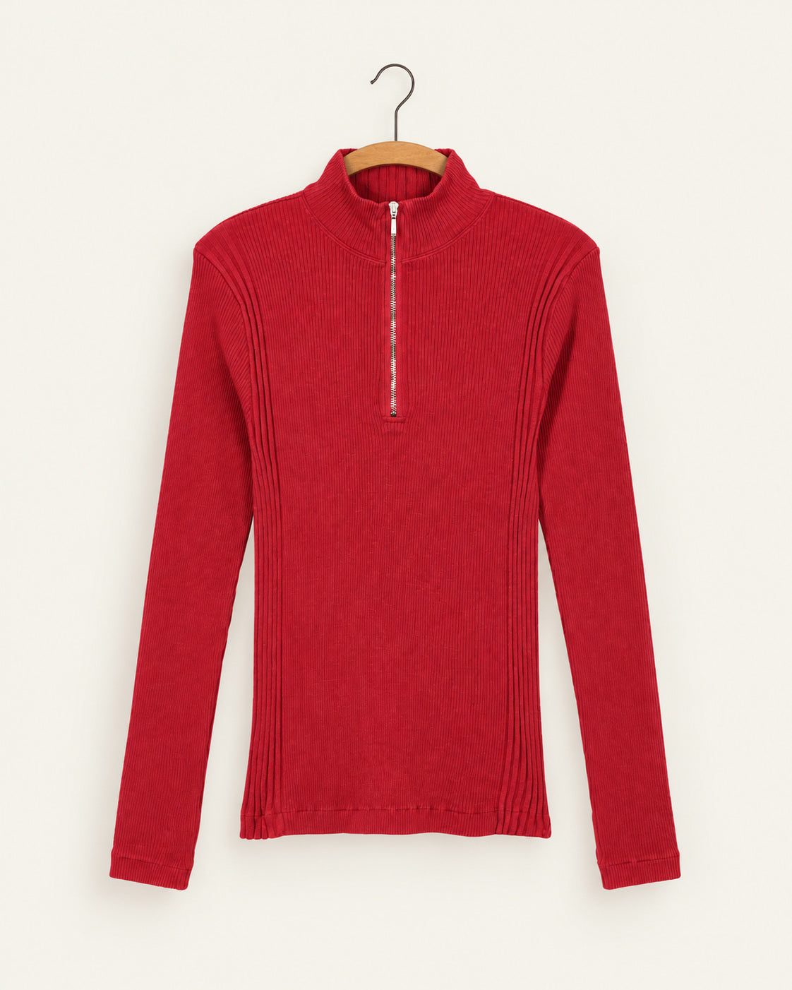 Pure Sugar - Eliou Zipped Collar T-Shirt - Red - view on hanger