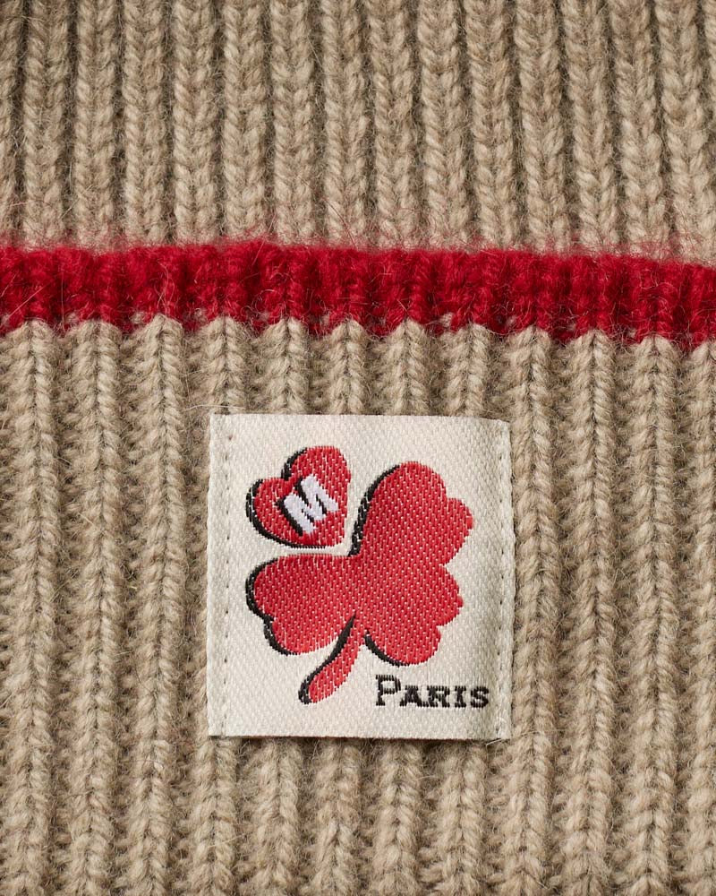 Merci - Two-tone Lucky Beanie - Beige & Red