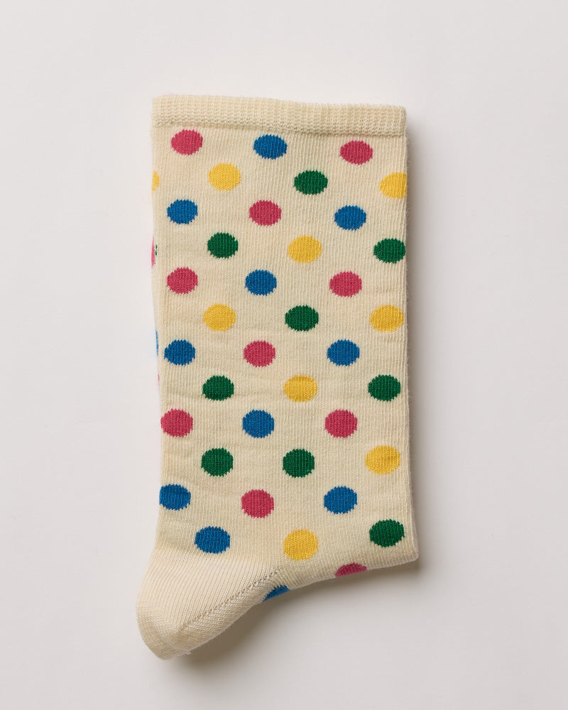 Merci - Chaussettes Coton Pois - Ecru & Multi