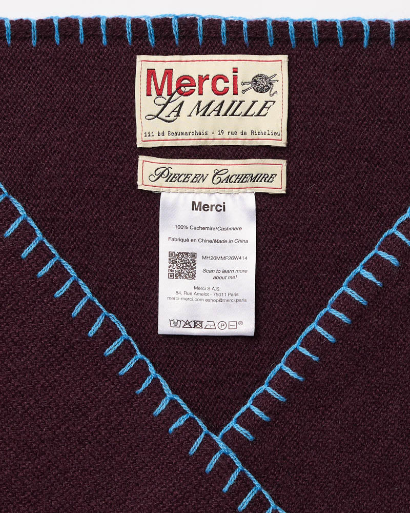 Merci - Martine Bicolored Cashmere Bandana - Eggplant & Blue