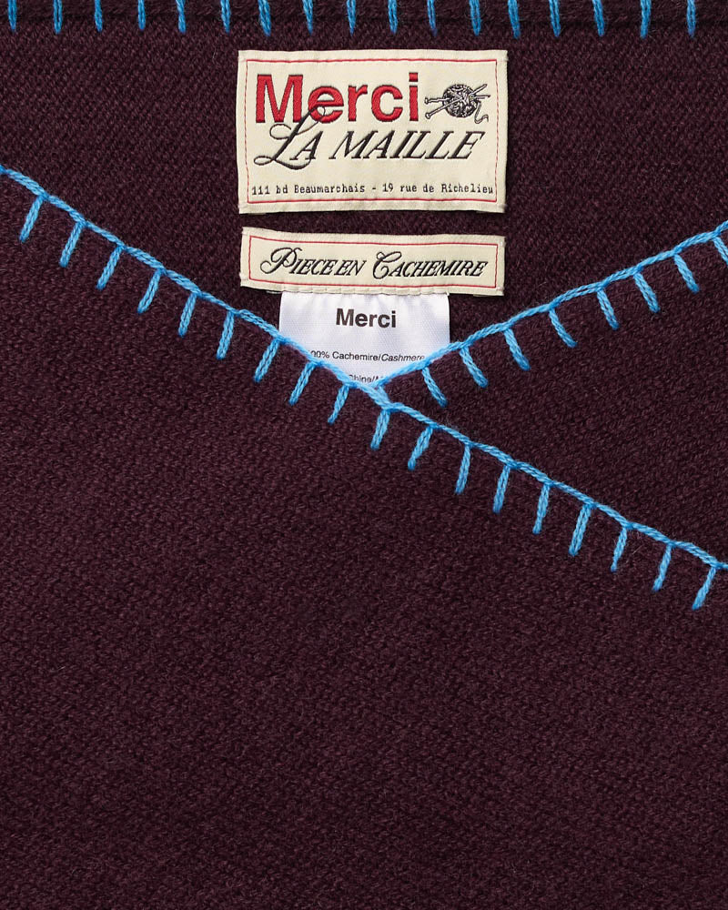 Merci - Martine Bicolored Cashmere Bandana - Eggplant & Blue