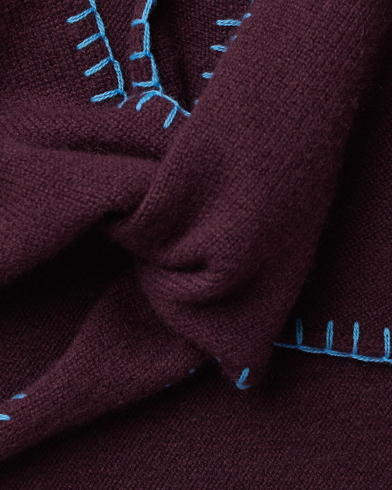 Merci - Martine Bicolored Cashmere Bandana - Eggplant & Blue