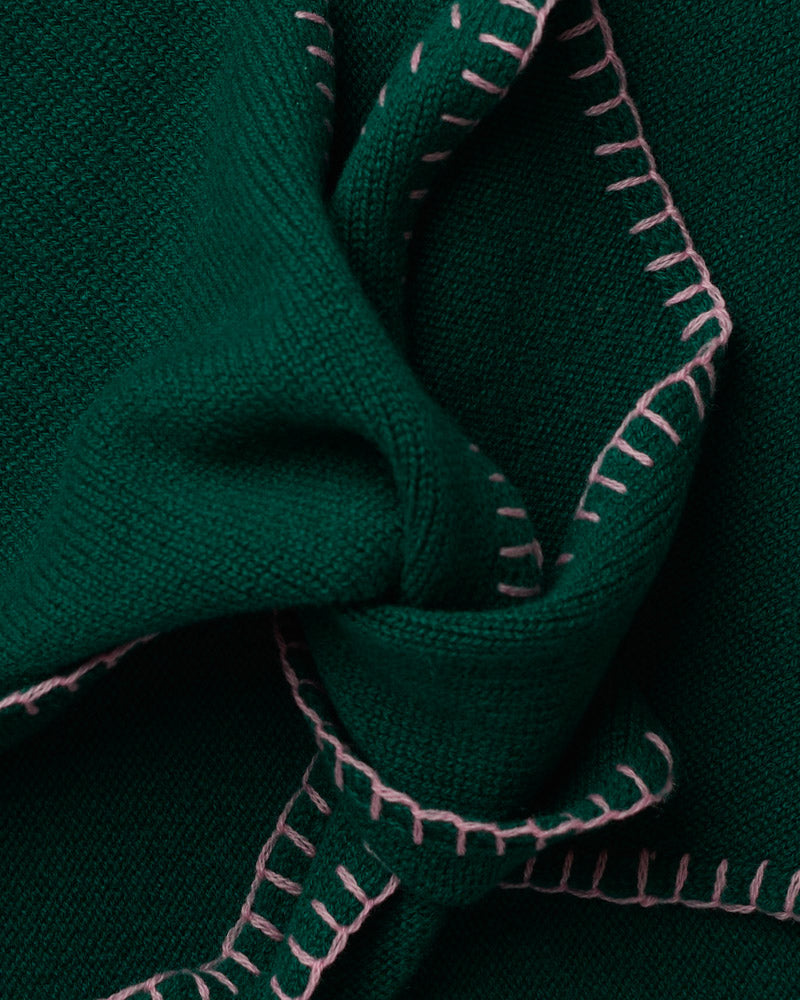 Merci - Bandana En Cachemire Martine Bicolore - Vert & Rose