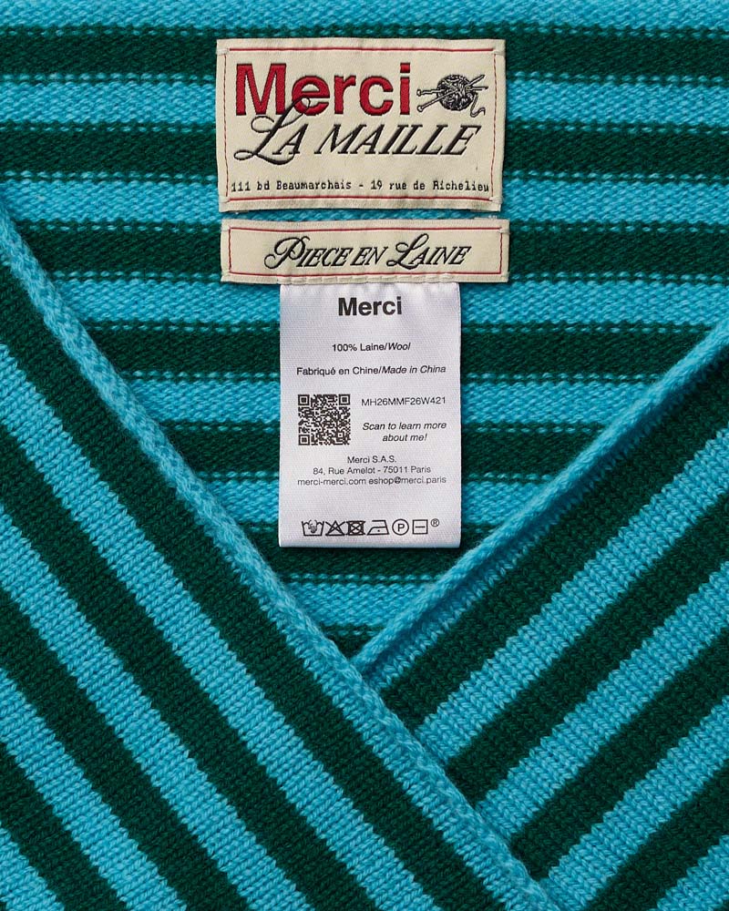 Merci - Bandana Martine Rayures - Bleu & Vert