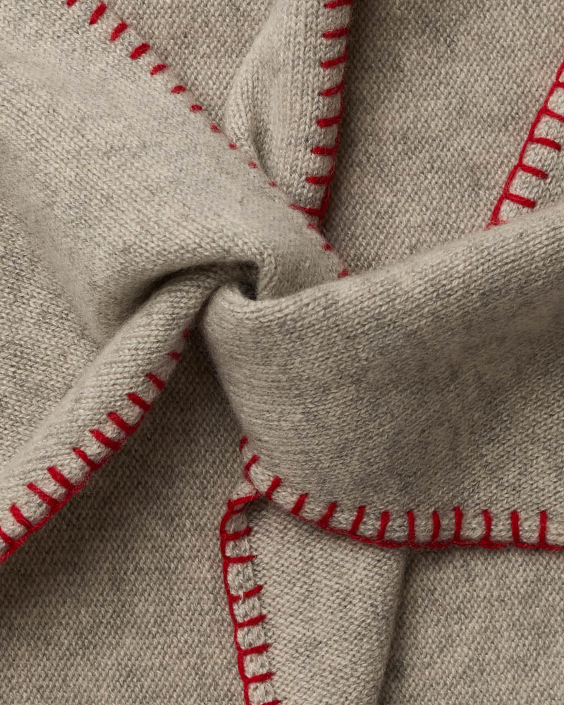 Merci - Martine Bicolored Cashmere Bandana - Gray & Red