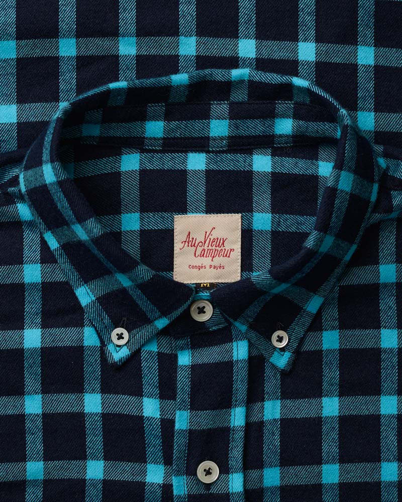 Au Vieux Campeur - Congés Payés - Chemise Elmer Flanelle - Marine & Turquoise