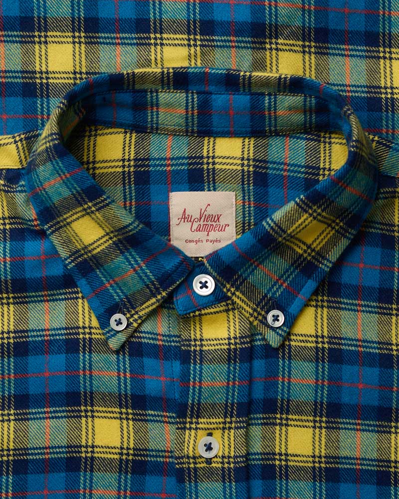 Au Vieux Campeur - Congés Payés - Chemise Elmer Flanelle - Bleu & Jaune