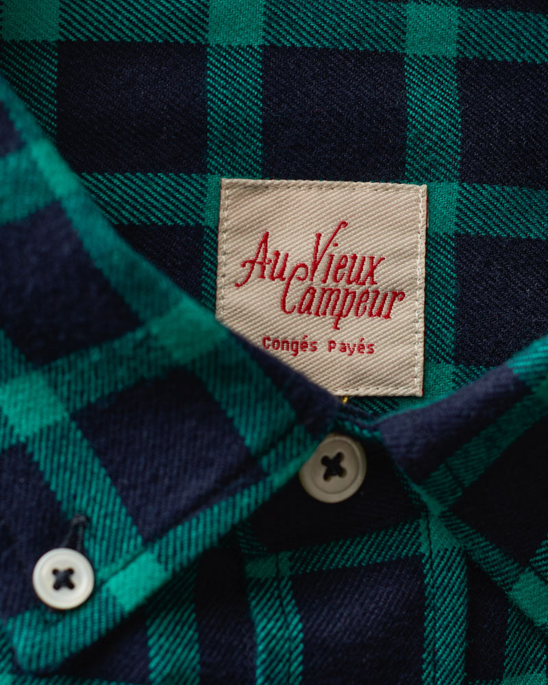 Au Vieux Campeur - Congés Payés - Chemise Elmer Flanelle - Marine & Vert d'eau