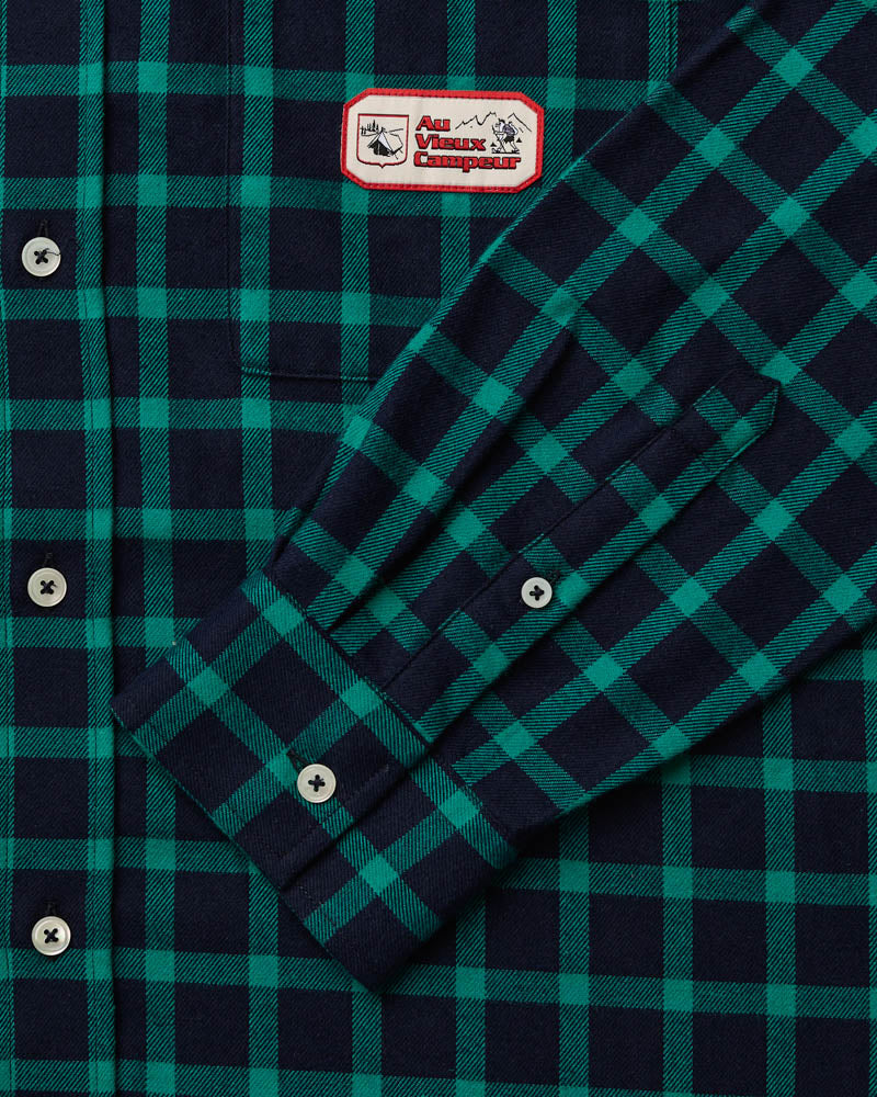 Au Vieux Campeur - Congés Payés - Chemise Elmer Flanelle - Marine & Vert d'eau