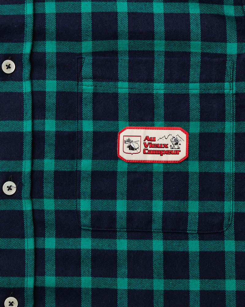 Au Vieux Campeur - Congés Payés - Chemise Elmer Flanelle - Marine & Vert d'eau
