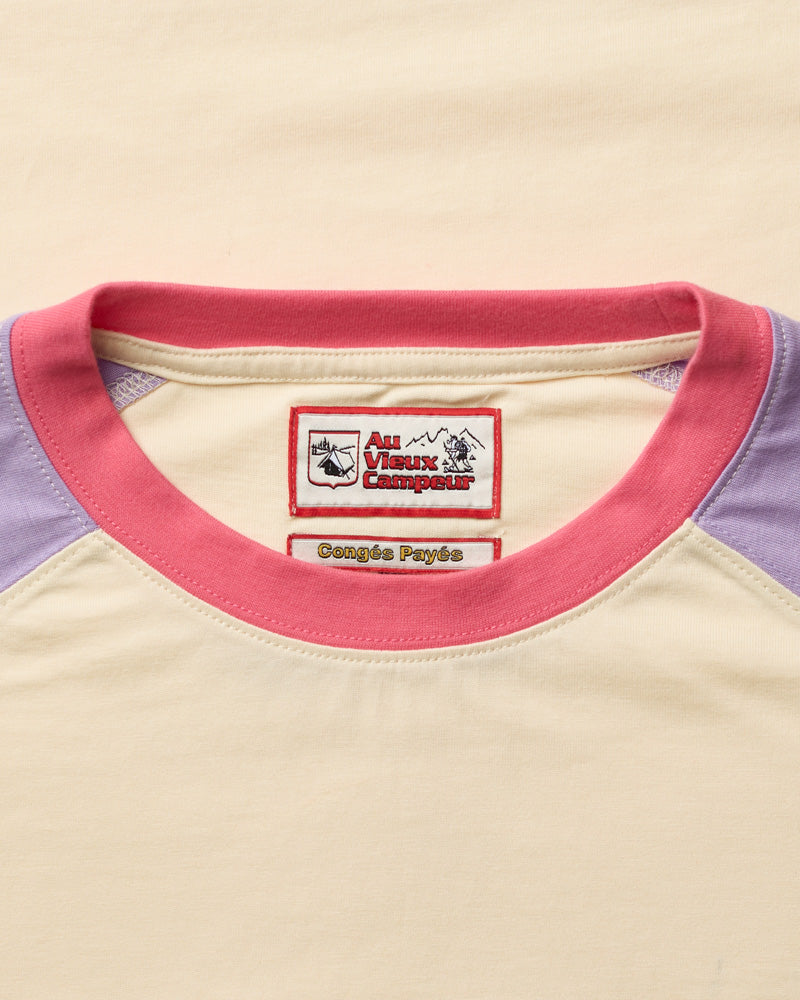 Au Vieux Campeur - Congés Payés - T-shirt Jace - Ecru Violet & Rose