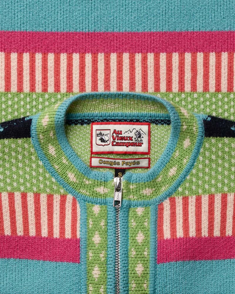Au Vieux Campeur - Congés Payés - Cardigan Nicole - Vert & Bleu