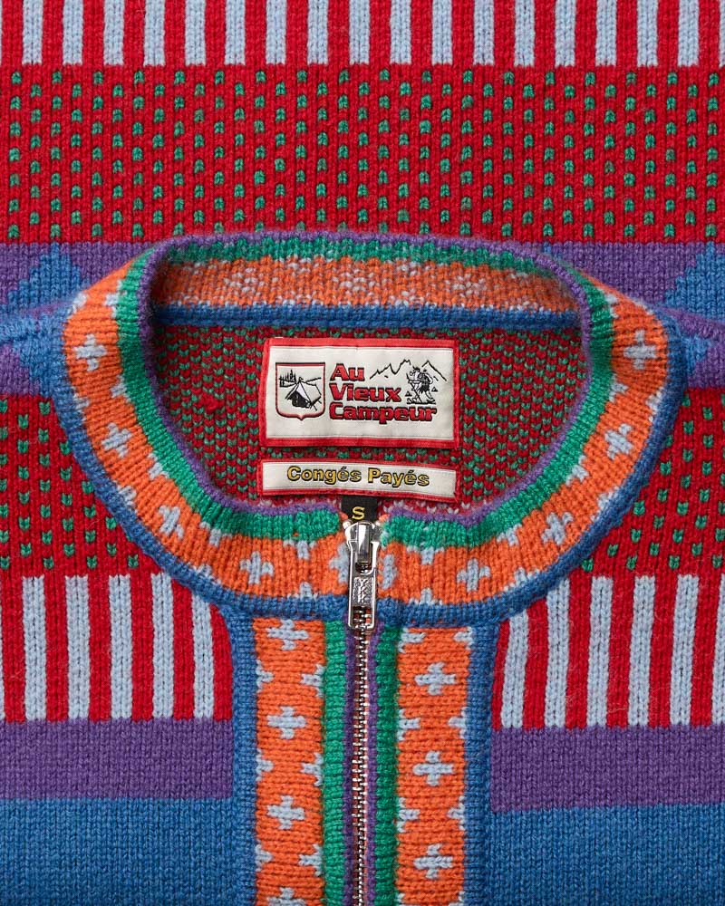 Au Vieux Campeur - Congés Payés - Cardigan Nicole - Bleu & Rouge