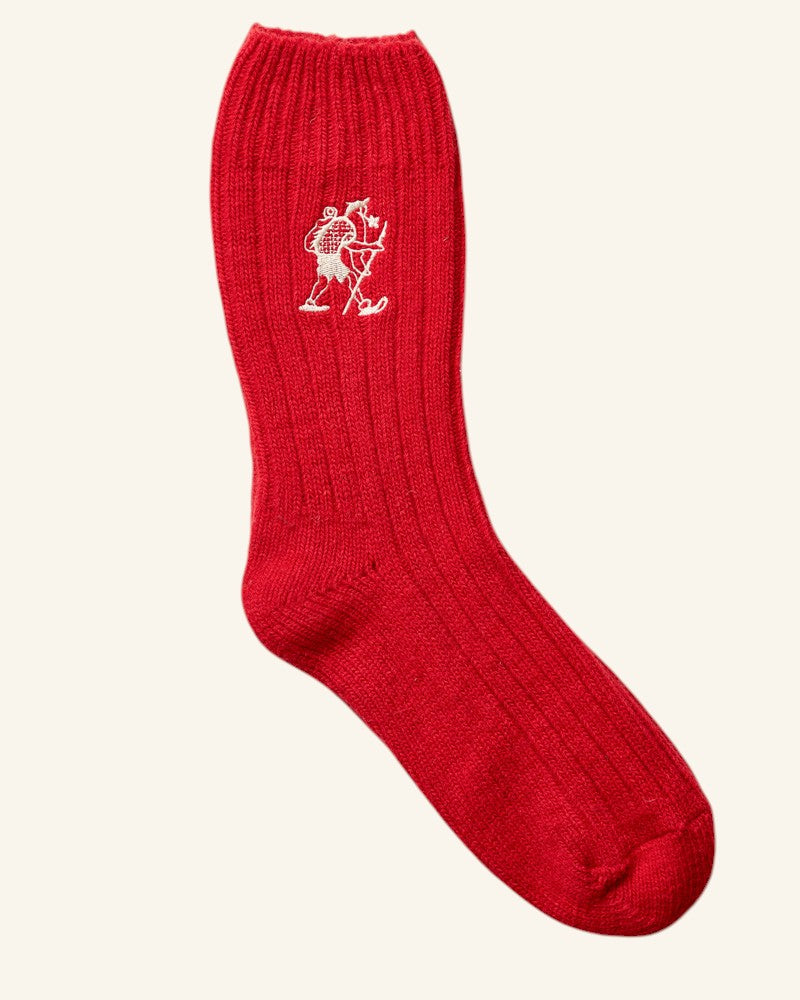 Au Vieux Campeur - Paid Holidays - Embroidered Walker Wool Socks - Red