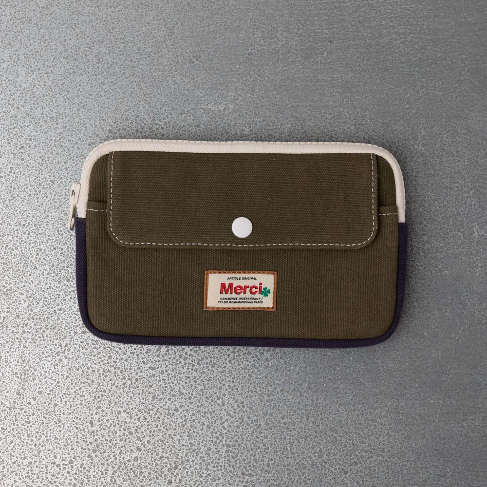 Merci - Porte Monnaie Candide M - Olive & Marine