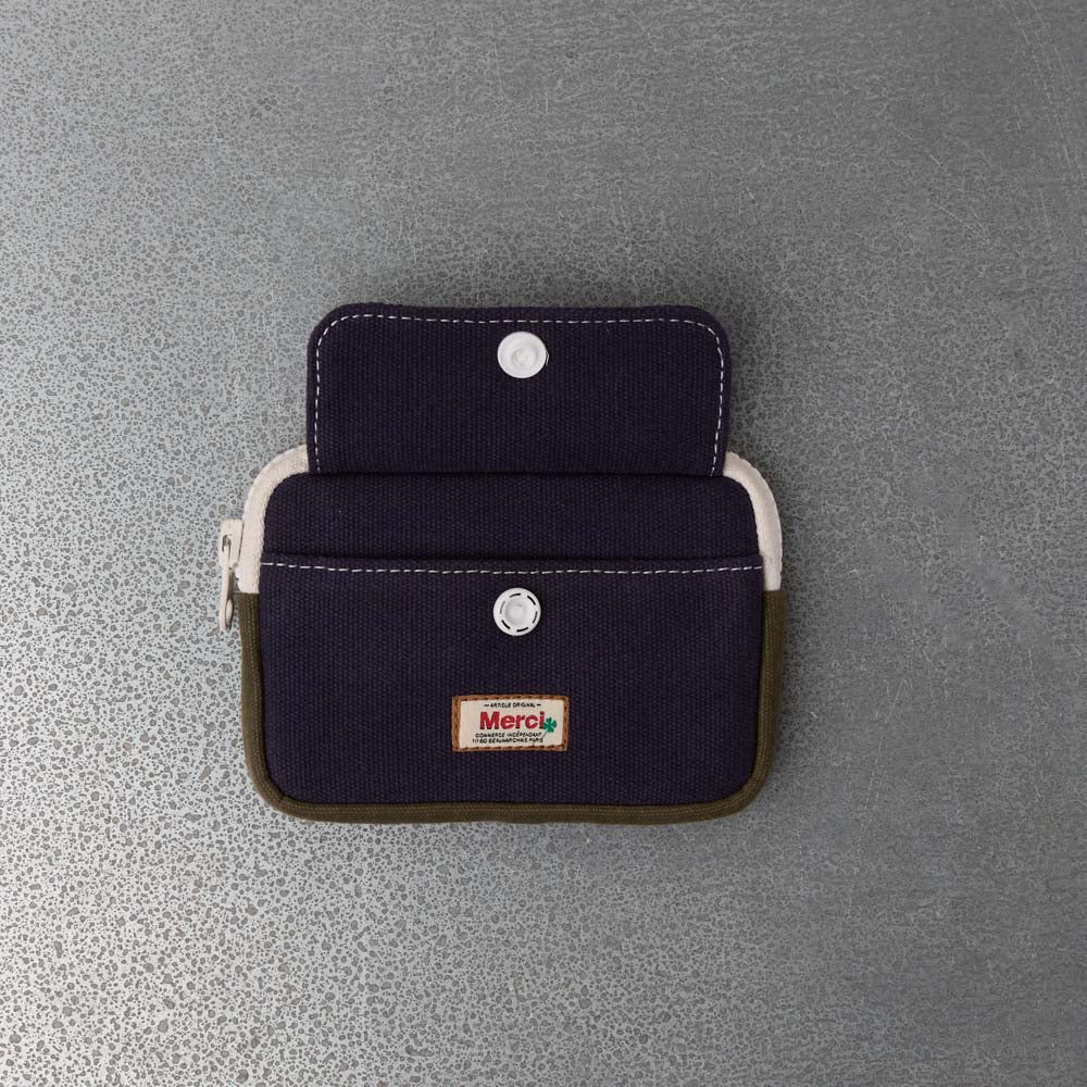 Merci - Porte Monnaie Candide S - Marine & Olive
