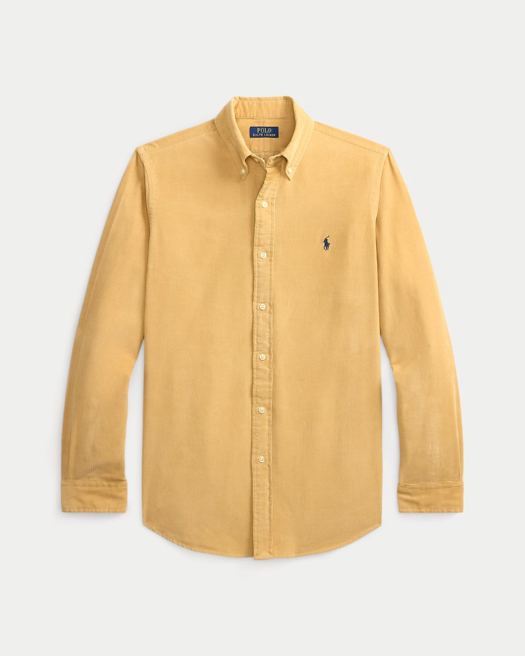 Chemise Merci Paris Ralph Lauren en velours côtelé camel avec col boutonné et logo brodé sur la poitrine