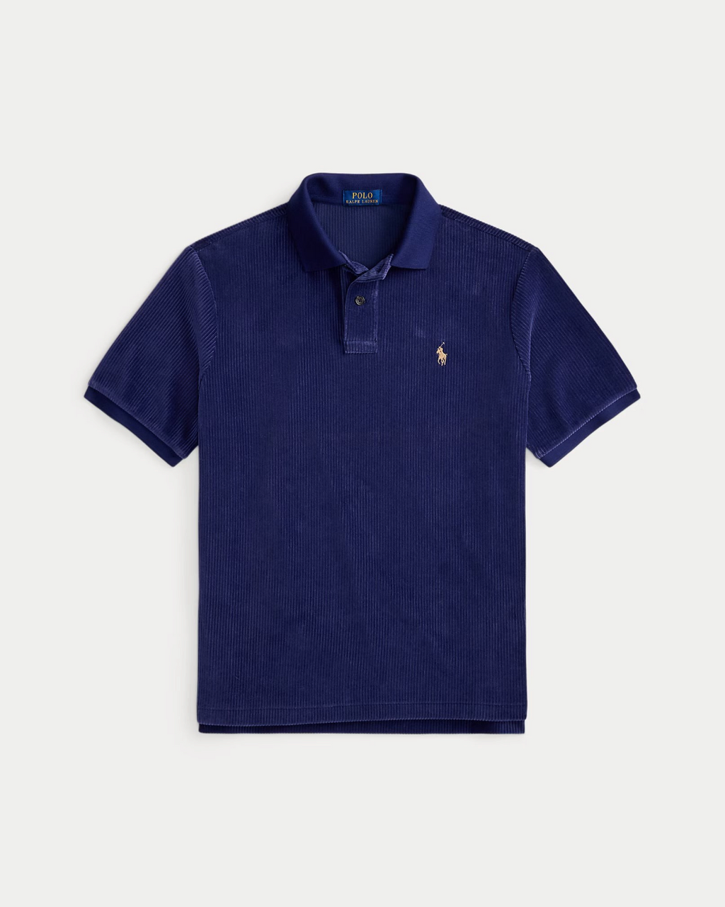 Polo Merci Paris Ralph Lauren en velours côtelé bleu marine avec logo brodé sur la poitrine