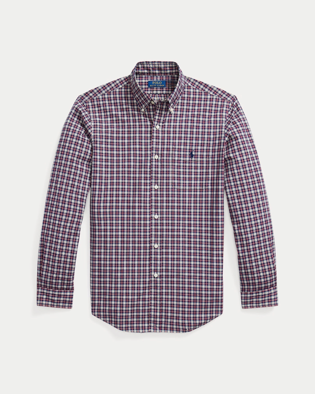 Chemise Merci Paris Ralph Lauren en popeline de coton à motif écossais rouge et crème avec logo poney brodé