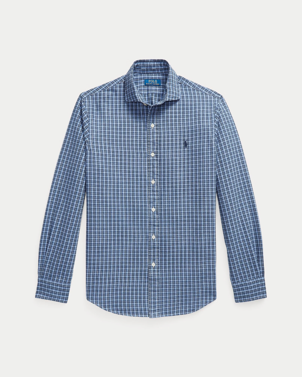 Chemise Oxford Merci Paris Ralph Lauren en coton bleu chiné à motif écossais et coupe ajustée